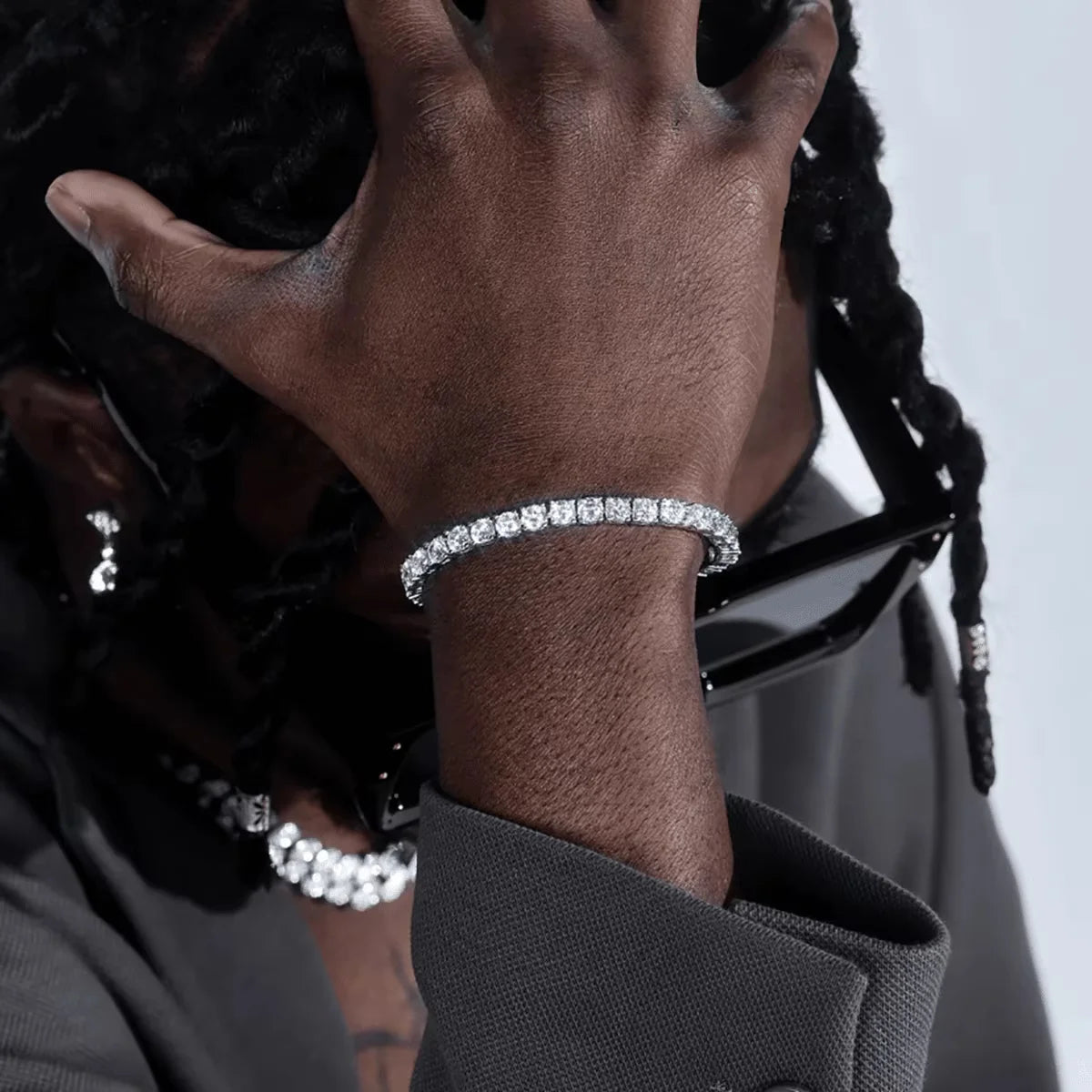 925 Sterling Silver Moissanite Tennis Bracelet 4.0mm Men Women Hiphop Rock Gold Plated Luxury Fine Jewelry Chain Unisex Bracelet