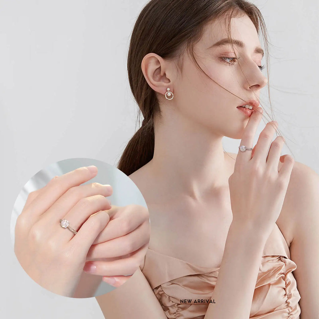 Fine Jewellery Women's Sterling Silver 925 Engagement Wedding Ring 1.5CT Moissanite Ring with Certificate Valentine's Day Gift