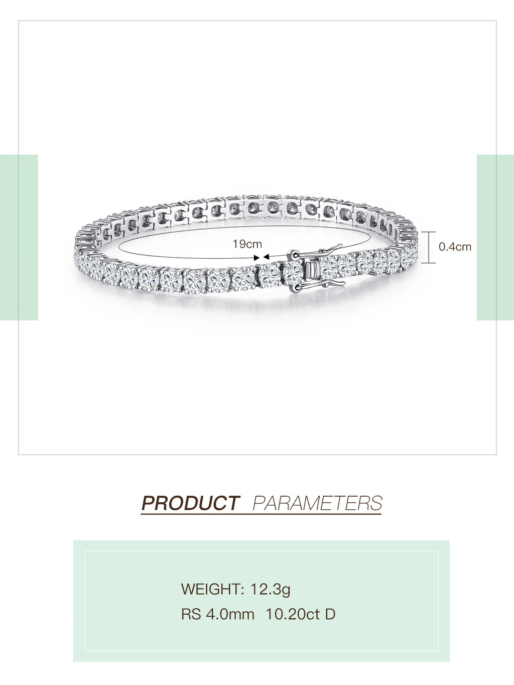 Aivenchy S925 Sterling Silver Rhodium Plated Chain Bracelet Luxury 4mm Moissanite Stone Women Tennis Bracelet