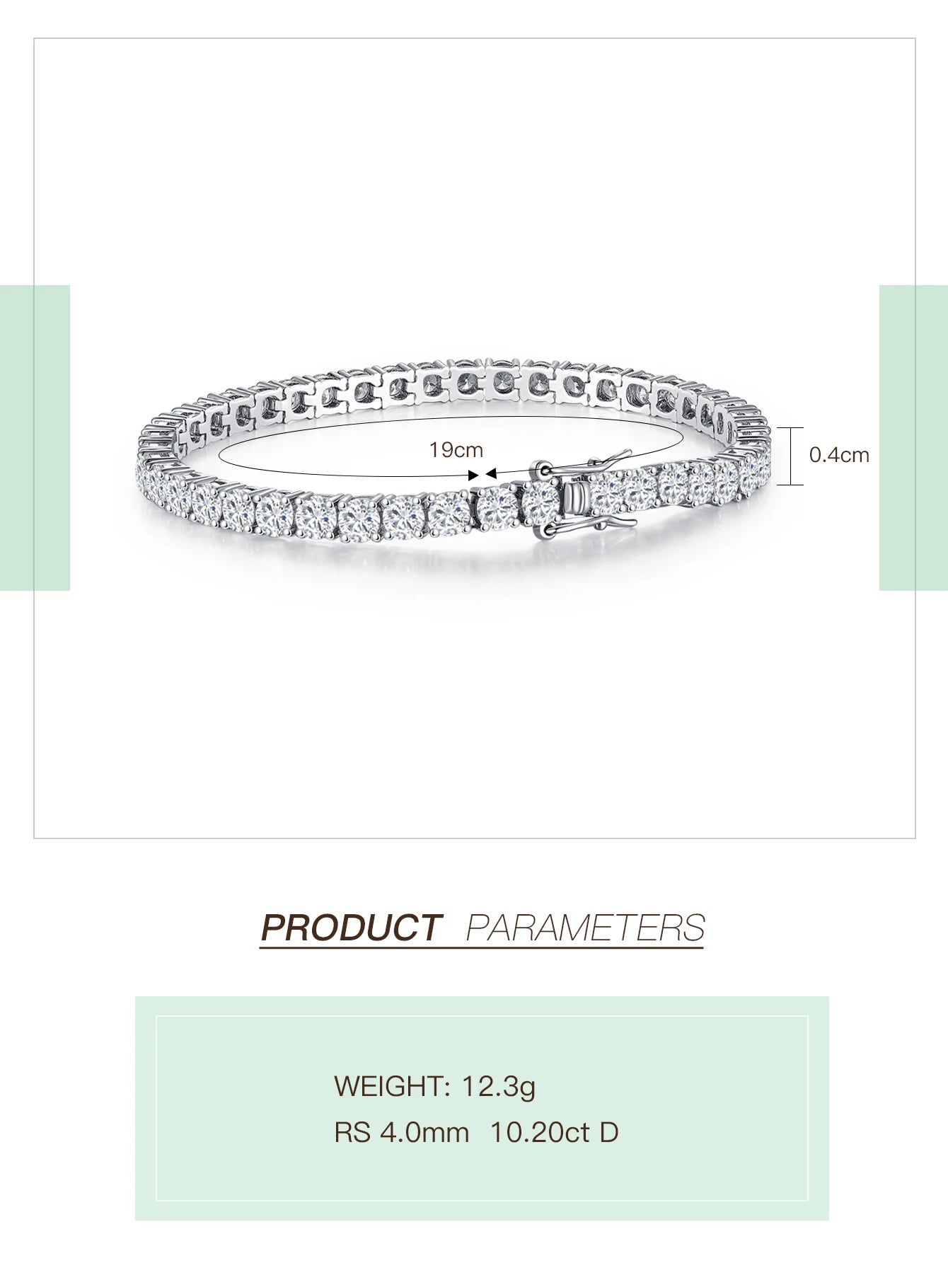 Aivenchy S925 Sterling Silver Rhodium Plated Chain Bracelet Luxury 4mm Moissanite Stone Women Tennis Bracelet