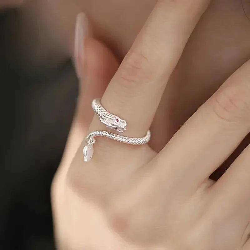 Punk Adjustable Fine Rings Dragon Design Cubic Zirconia Copper Rings for Women Men Symbol of Power and Fortune