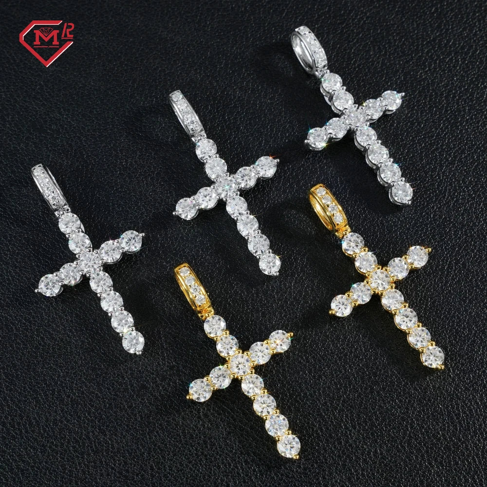 In Stock Cross Pendant Charms Silver 925 Hip Hop Jewelry Iced Out  VVS Diamond Moissanite Pendant