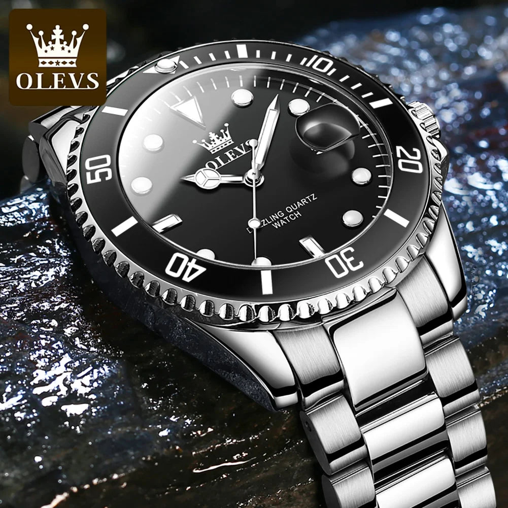 OLEVS 5885 Oem Hot Sale Product Watch Men Stainless Steel Band Watch Fashion Calendar Quartz Strap Mens Wrist Watch