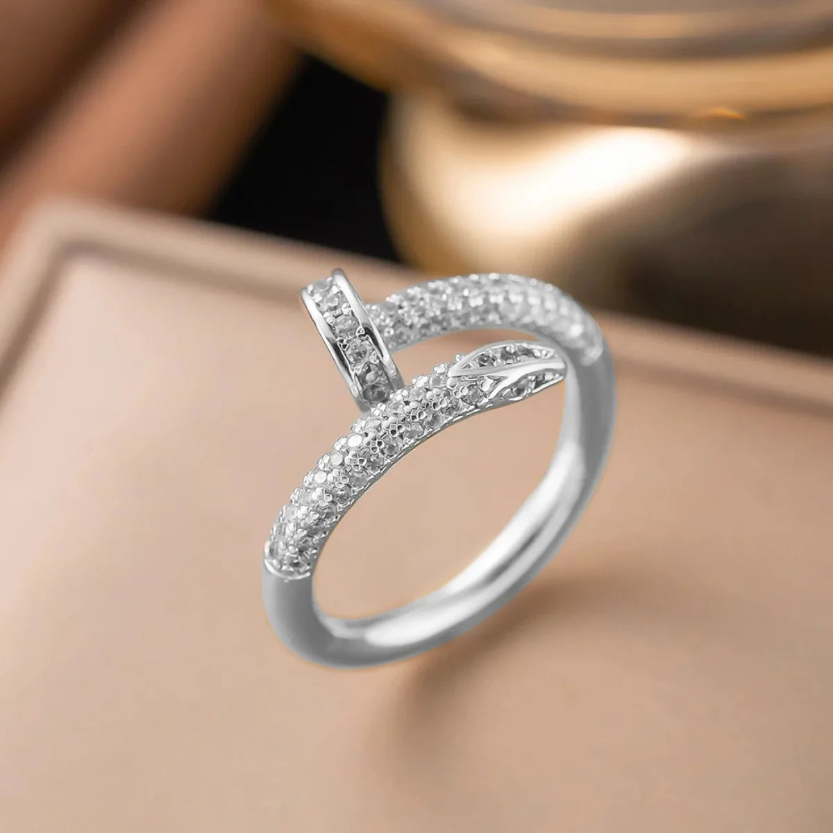 RAKOL Hiphop Style Open Ring Lady Fashion Party Accessories With Shiny Zirconia Gold Color Jewelry for Women Chic Trendy Gift