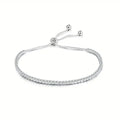 925 Sterling Silver Bracelet Fine Jewelry Cubic Zirconia Tennis Bracelet Adjustable  for Women