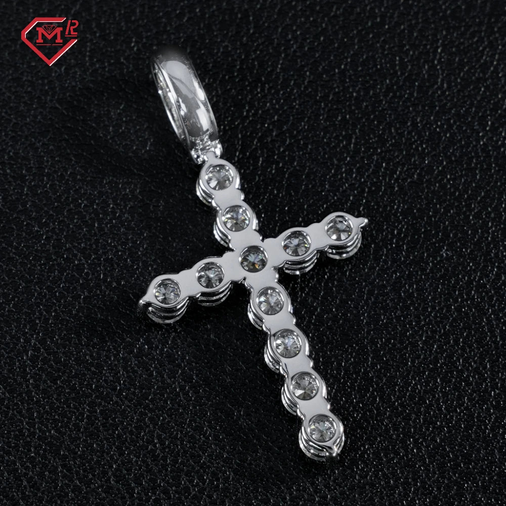 In Stock Cross Pendant Charms Silver 925 Hip Hop Jewelry Iced Out  VVS Diamond Moissanite Pendant