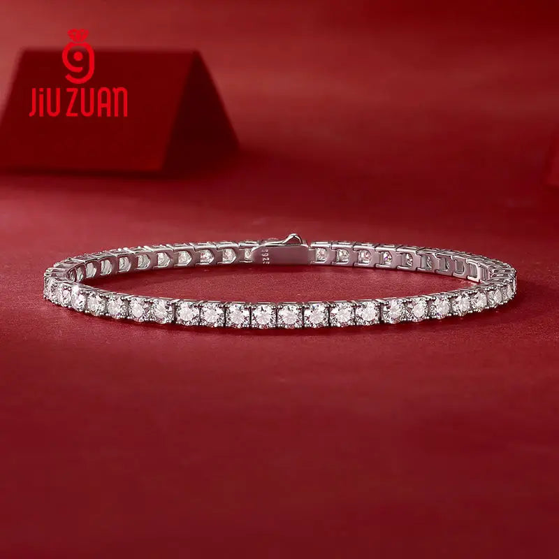 925 Sterling Silver Moissanite Tennis Bracelet 4.0mm Men Women Hiphop Rock Gold Plated Luxury Fine Jewelry Chain Unisex Bracelet