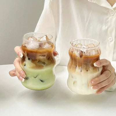 chubby cloud coffee glass cups with straw