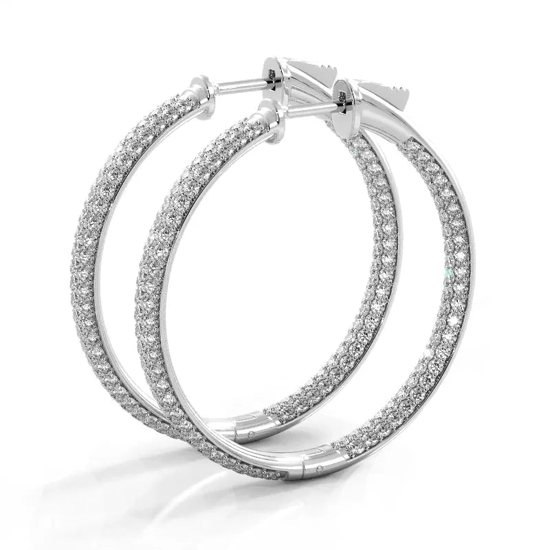 2.5 CTW Lab-Created Moissanite Triple Row Hoop Earrings in 14K Gold Over Sterling with Vault Lock Clasp